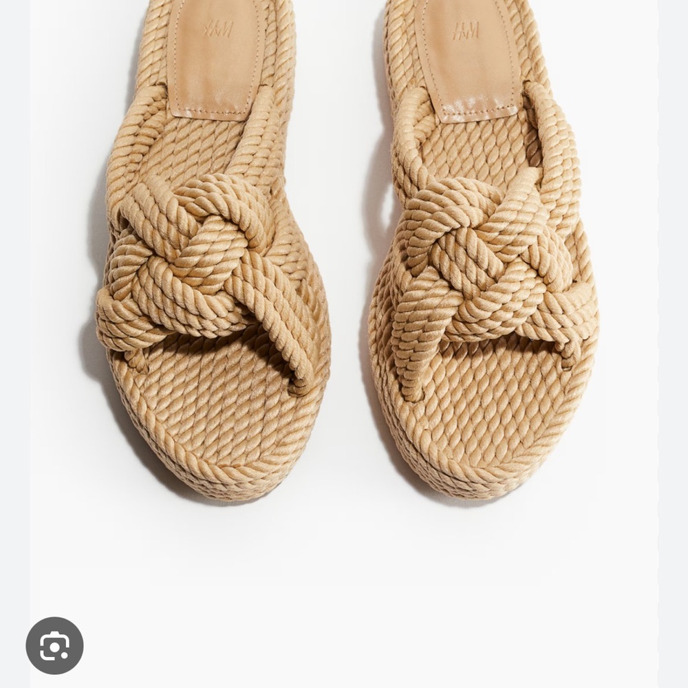 H&M Tan Woven Slide Sandals